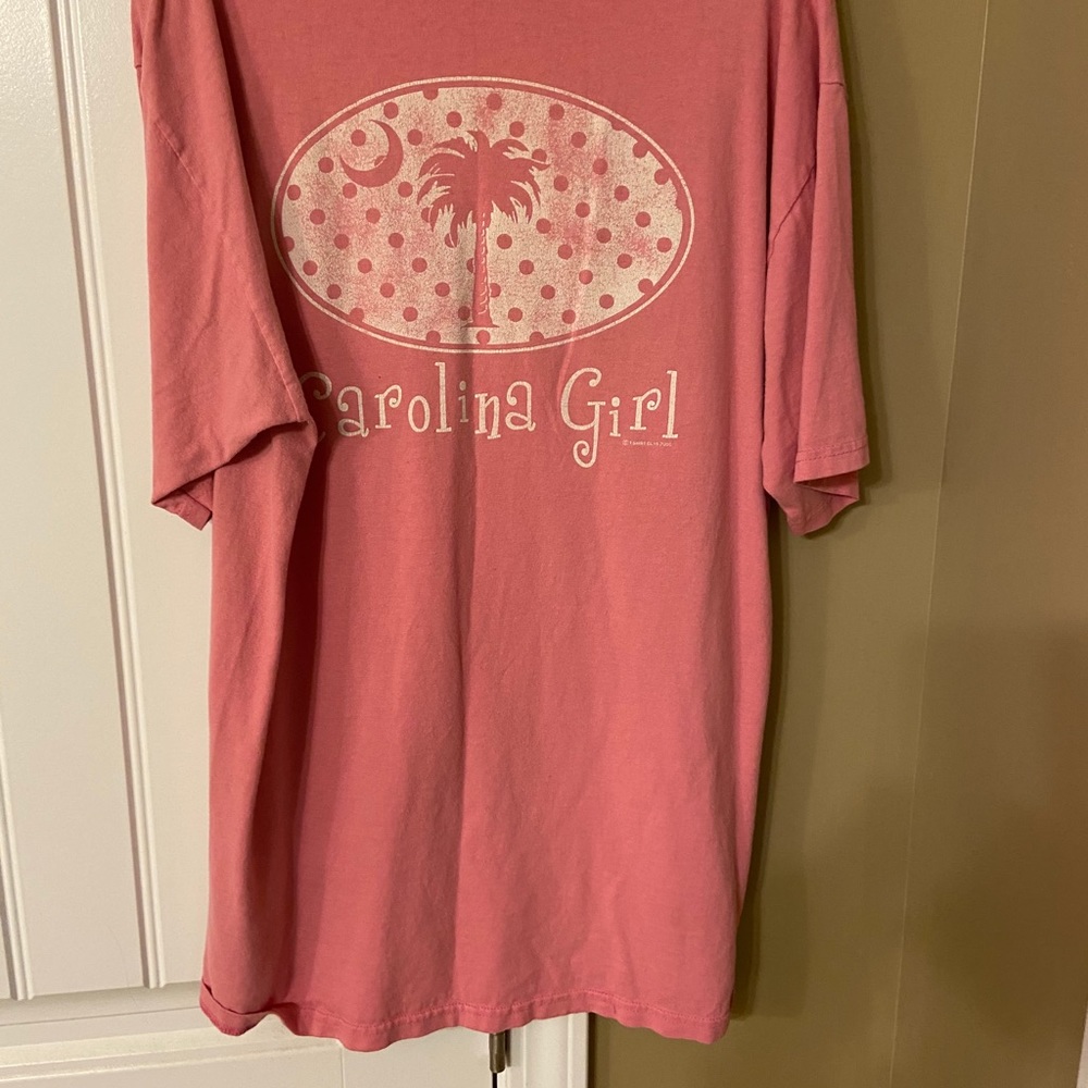 Ladies Pink Short Sleeve carolina girl tee